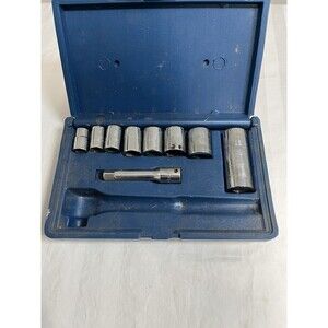 Vintage 1970s Husky USA by New Britain 9 Piece 3/8" Socket Set CB Model